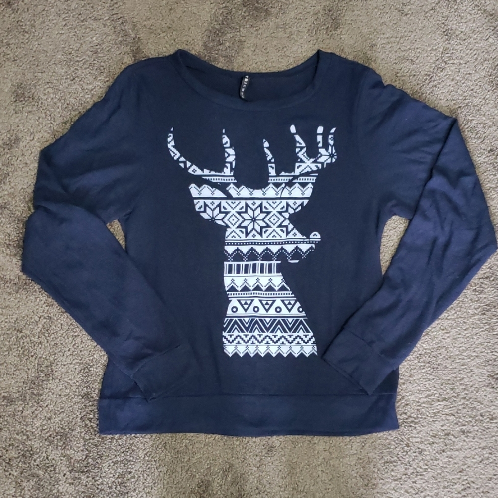 Graphic reindeer long sleeve shirt